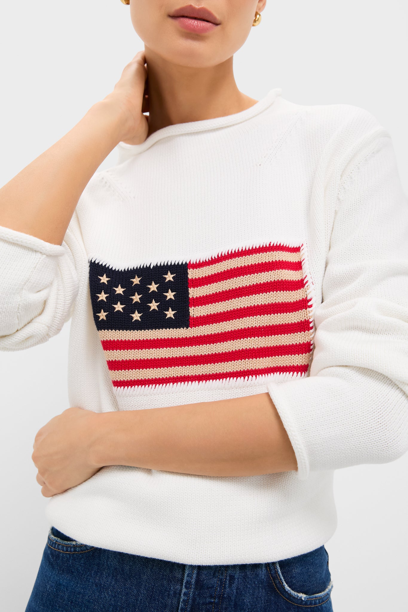 Ivory Cotton Americana Sweater