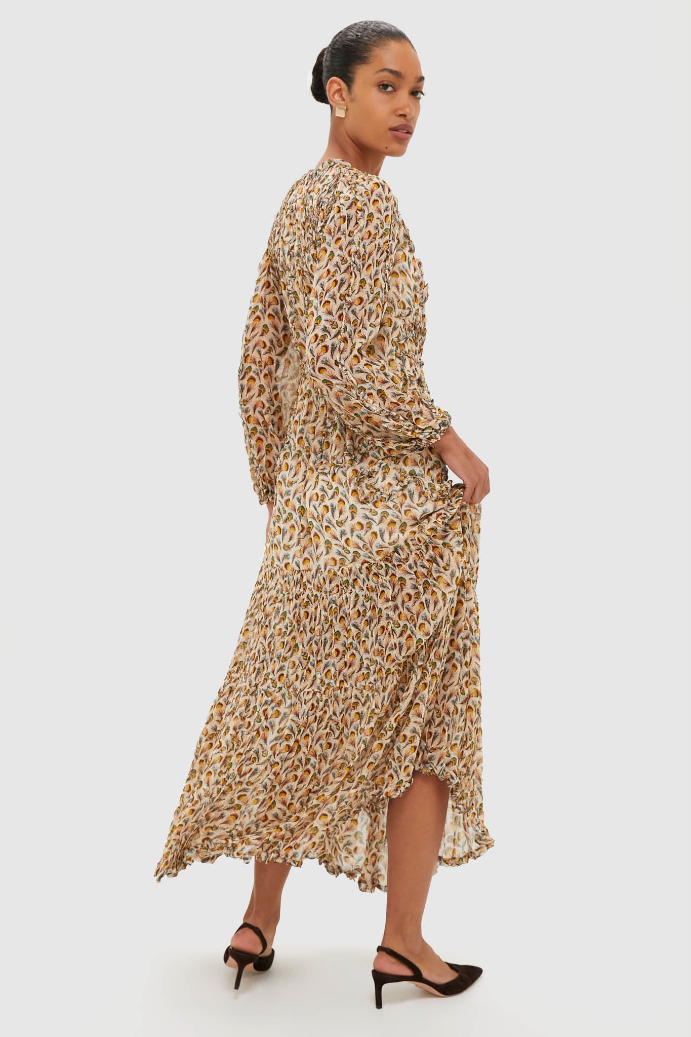 Swan Iona Silk Long Sleeve Midi Dress | Ulla Johnson