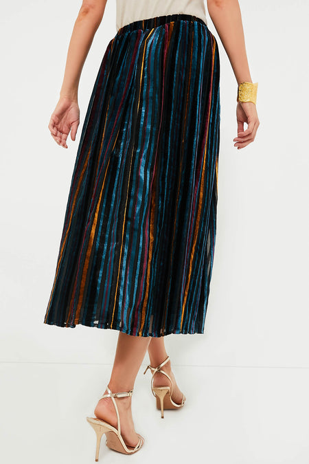 Multicolor Velvet Stripe Alba Skirt