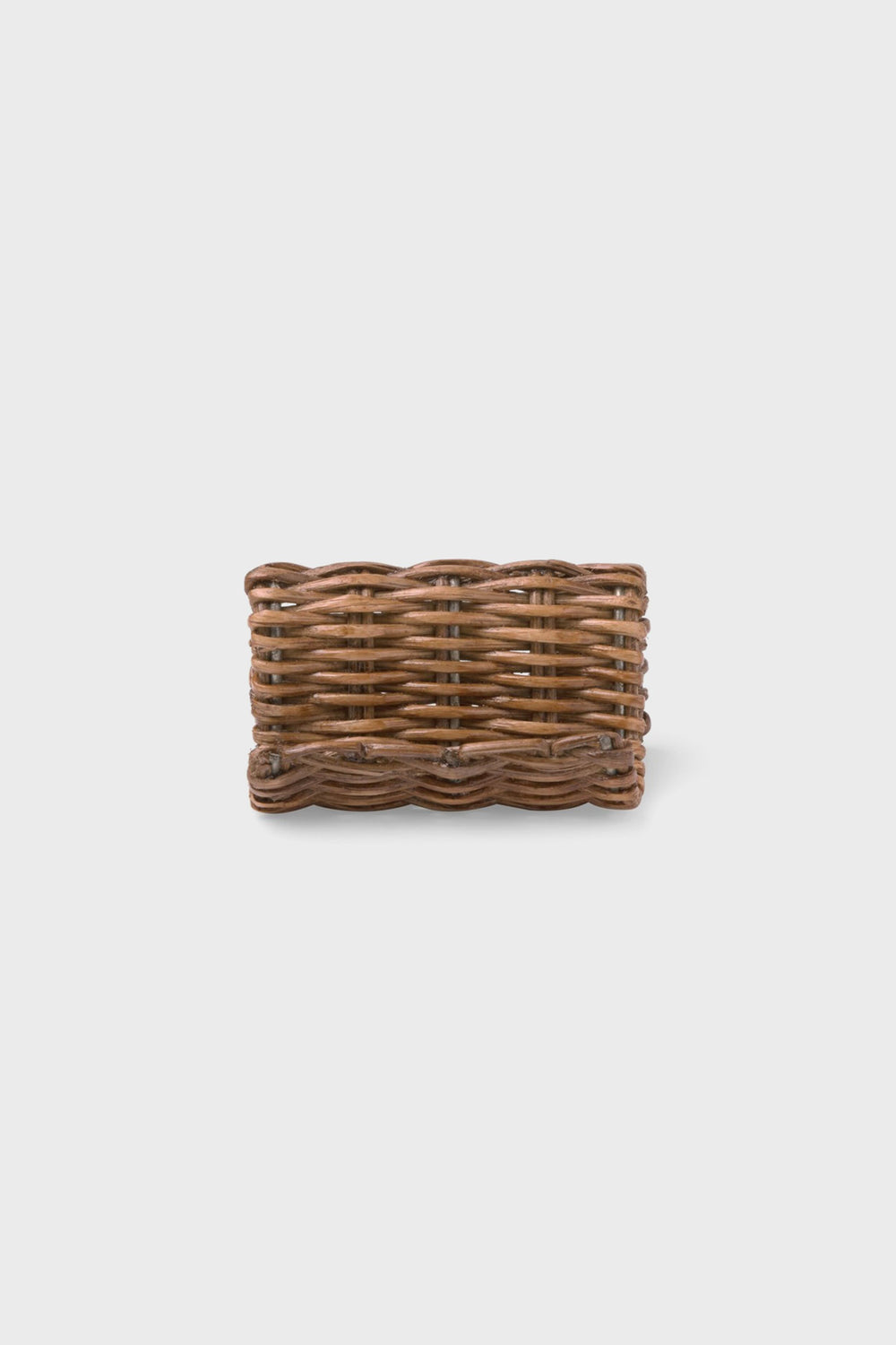 Blue Pheasant rectangular woven wicker basket with a scalloped edge, ideal for storing rattan card holders or handmade dinnerware.