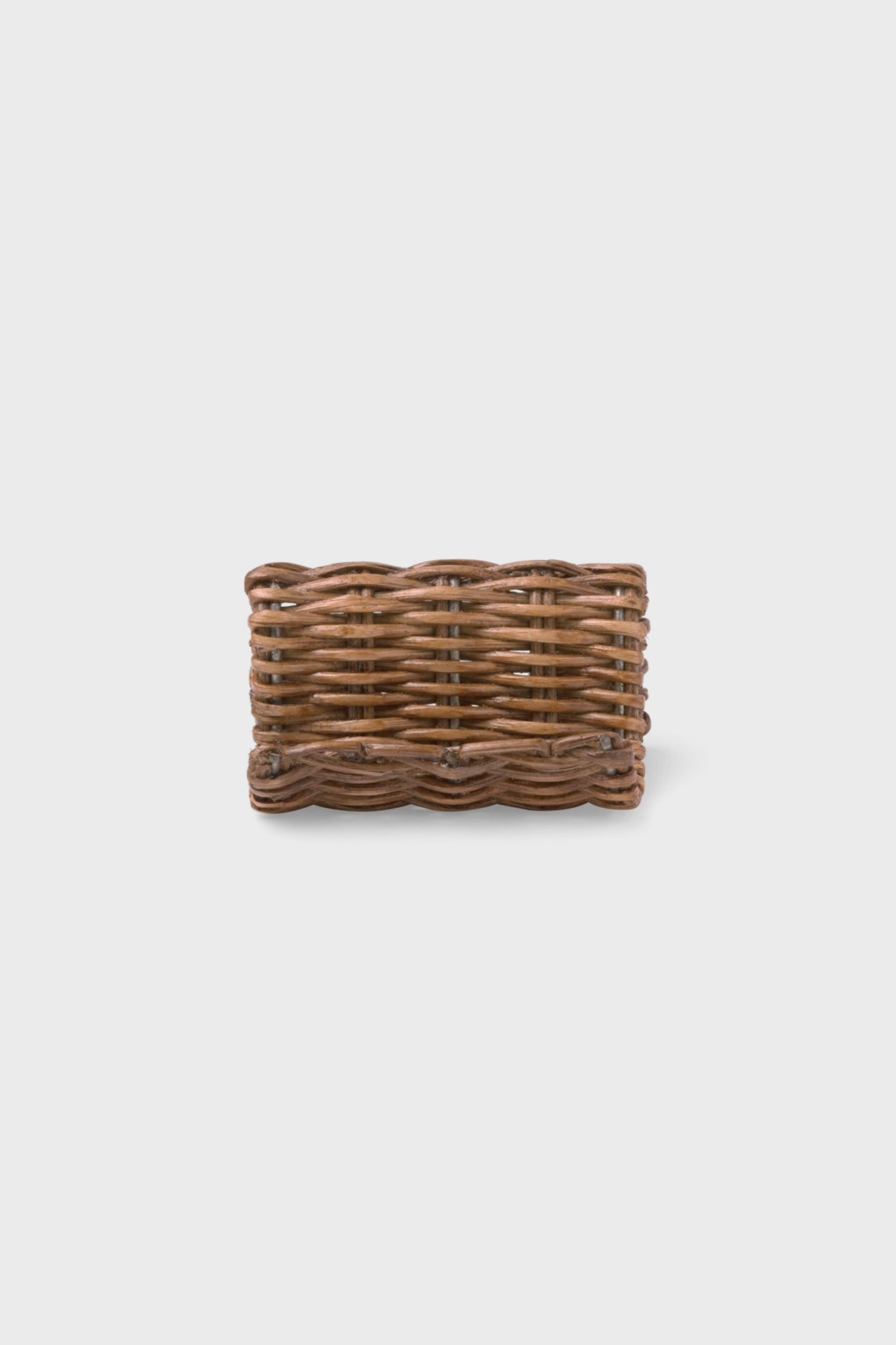 Blue Pheasant rectangular woven wicker basket with a scalloped edge, ideal for storing rattan card holders or handmade dinnerware.
