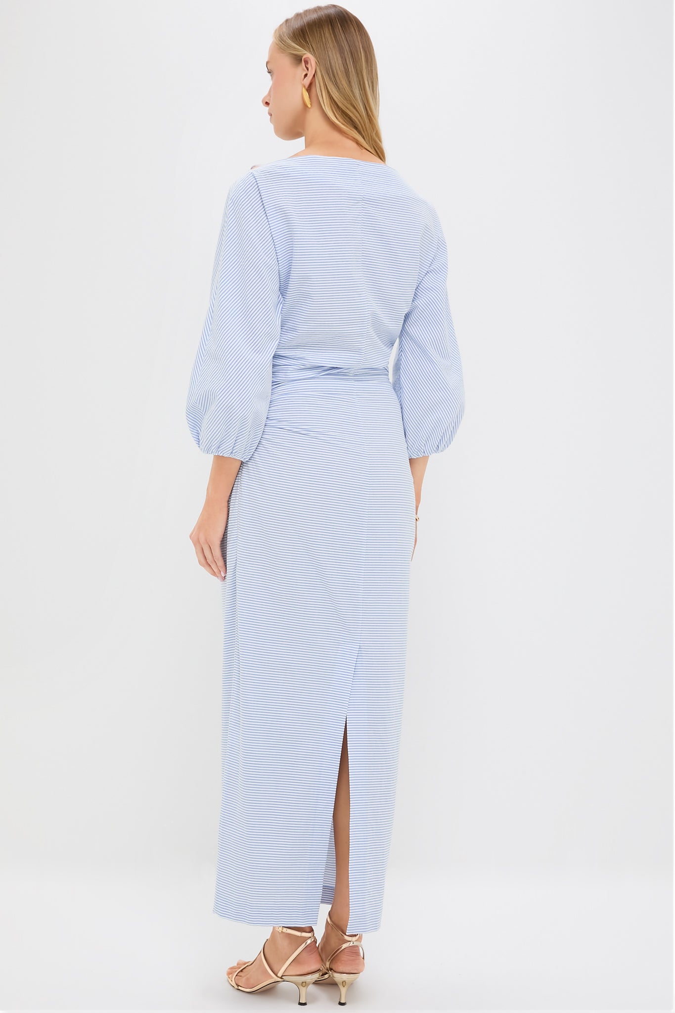 Blue and Ivory Seersucker Ezra Dress