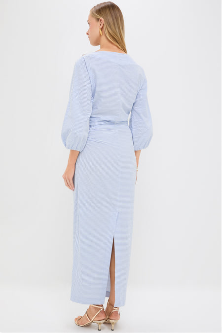 Blue and Ivory Seersucker Ezra Dress