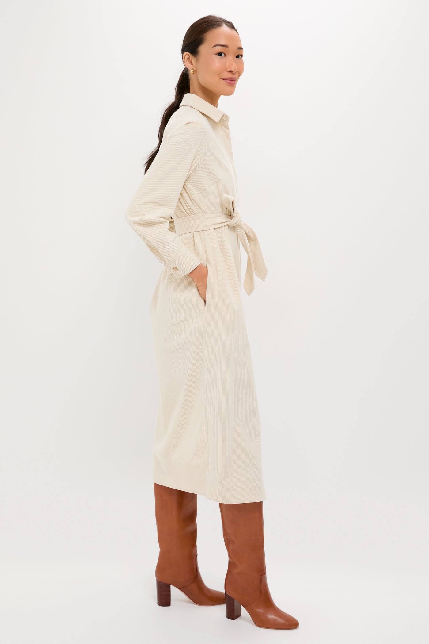 cream corduroy dress women EZAPINE Women Corduroy Dress V Neck Long Sleeve Casual Vintage Retro A Line Mini Dresses Beige at Amazon Women's Clothing store