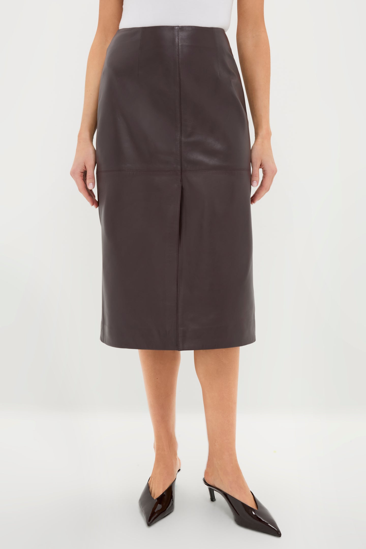 Bordeaux Leather Felindra Midi Skirt