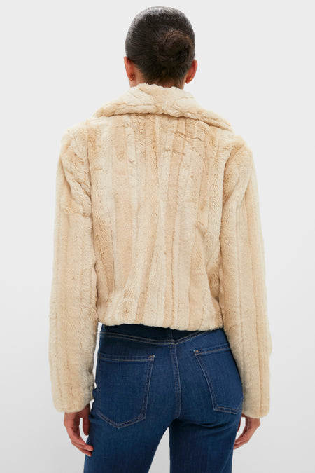 Latte Striped Fur Davy Crop Jacket
