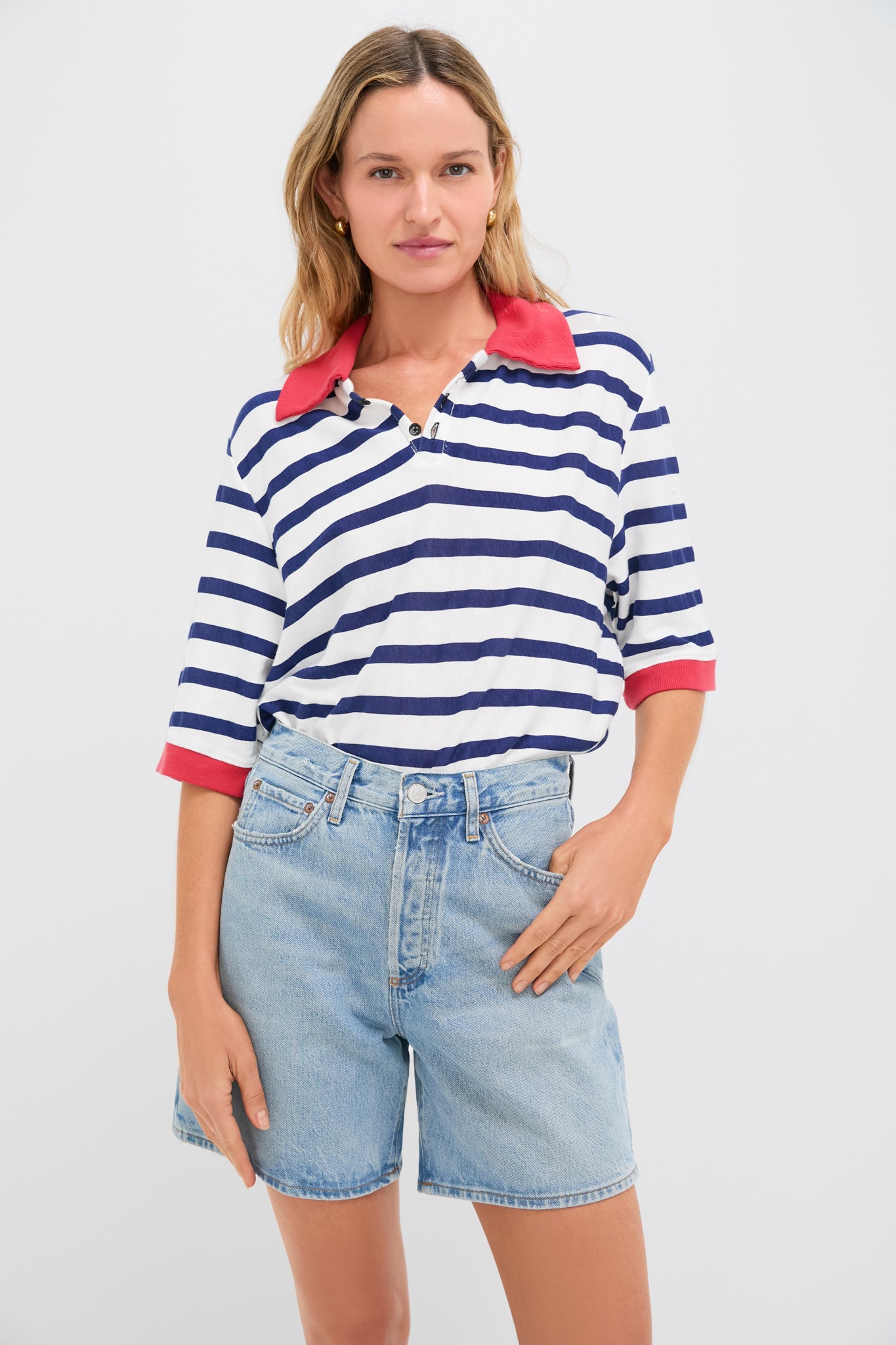 Navy Thin Stripe Polo