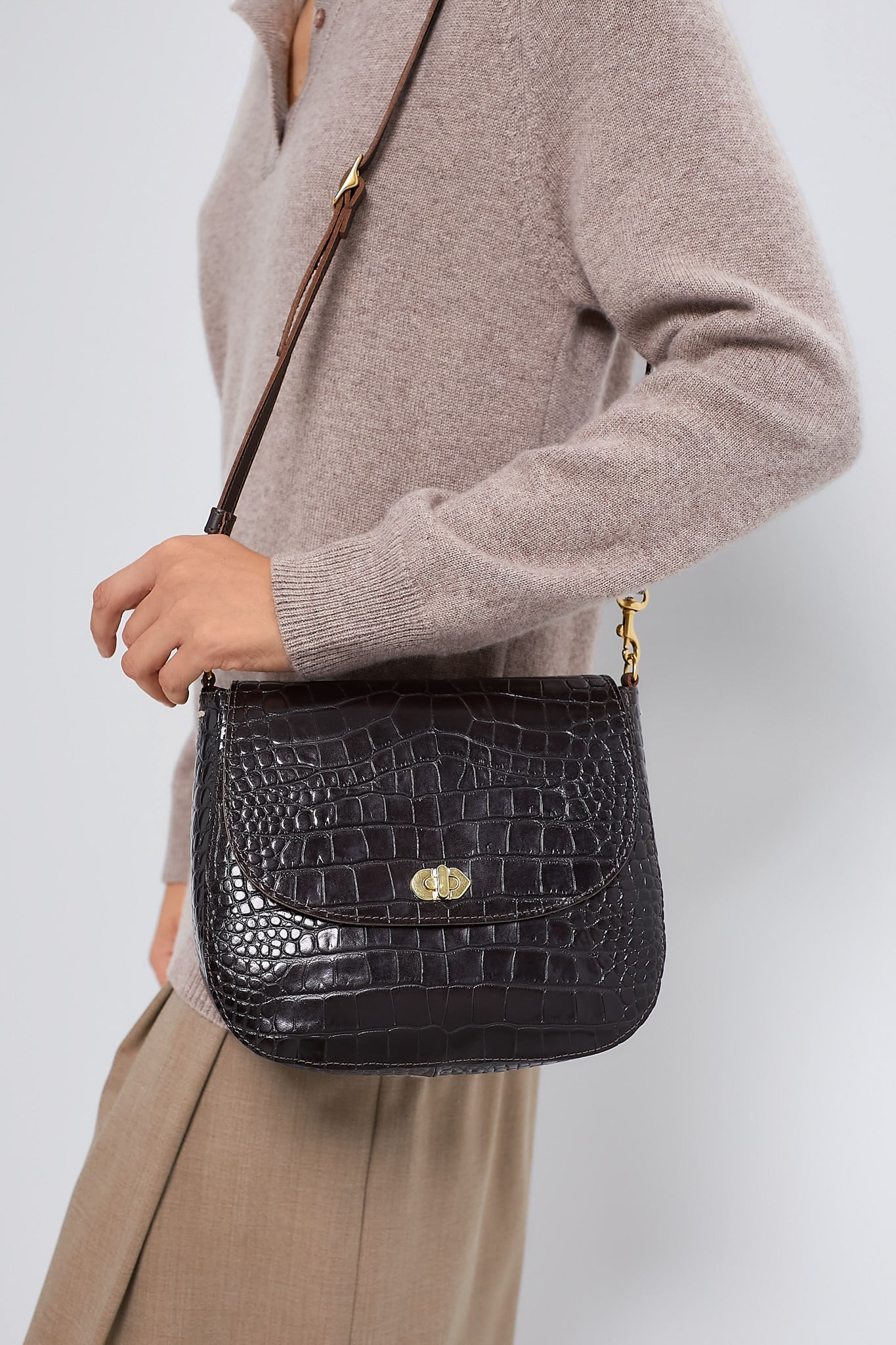 Kalamata Turnlock Louis Bag with Curb Chain Shortie Strap