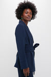 Navy Crepe Talia Wrap Blazer