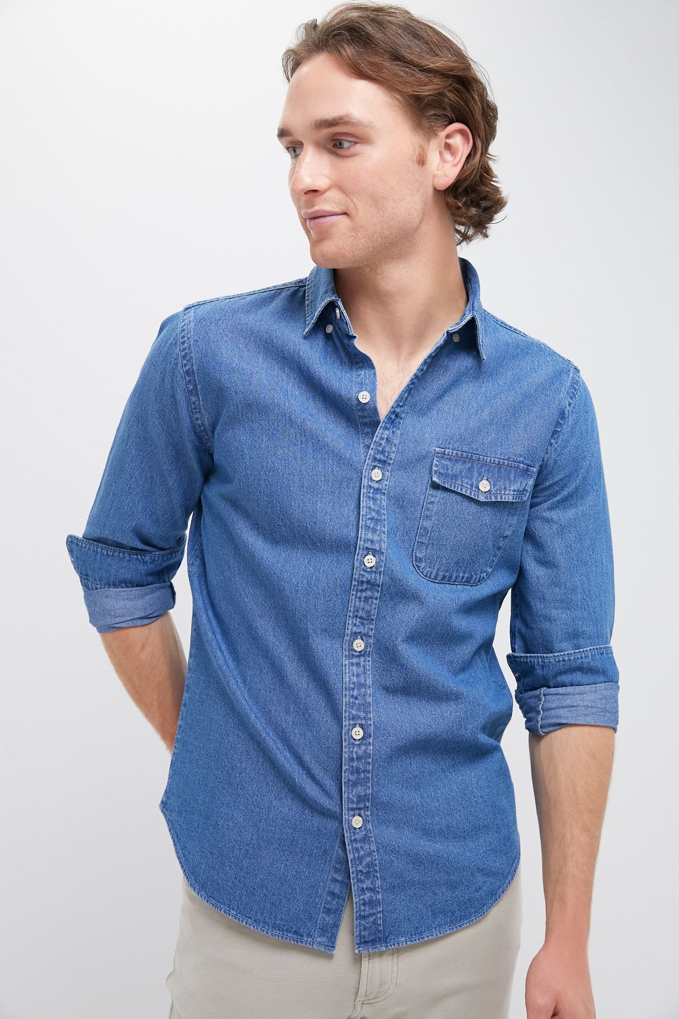 Dark Indigo Washed Denim Shirt | Spruce