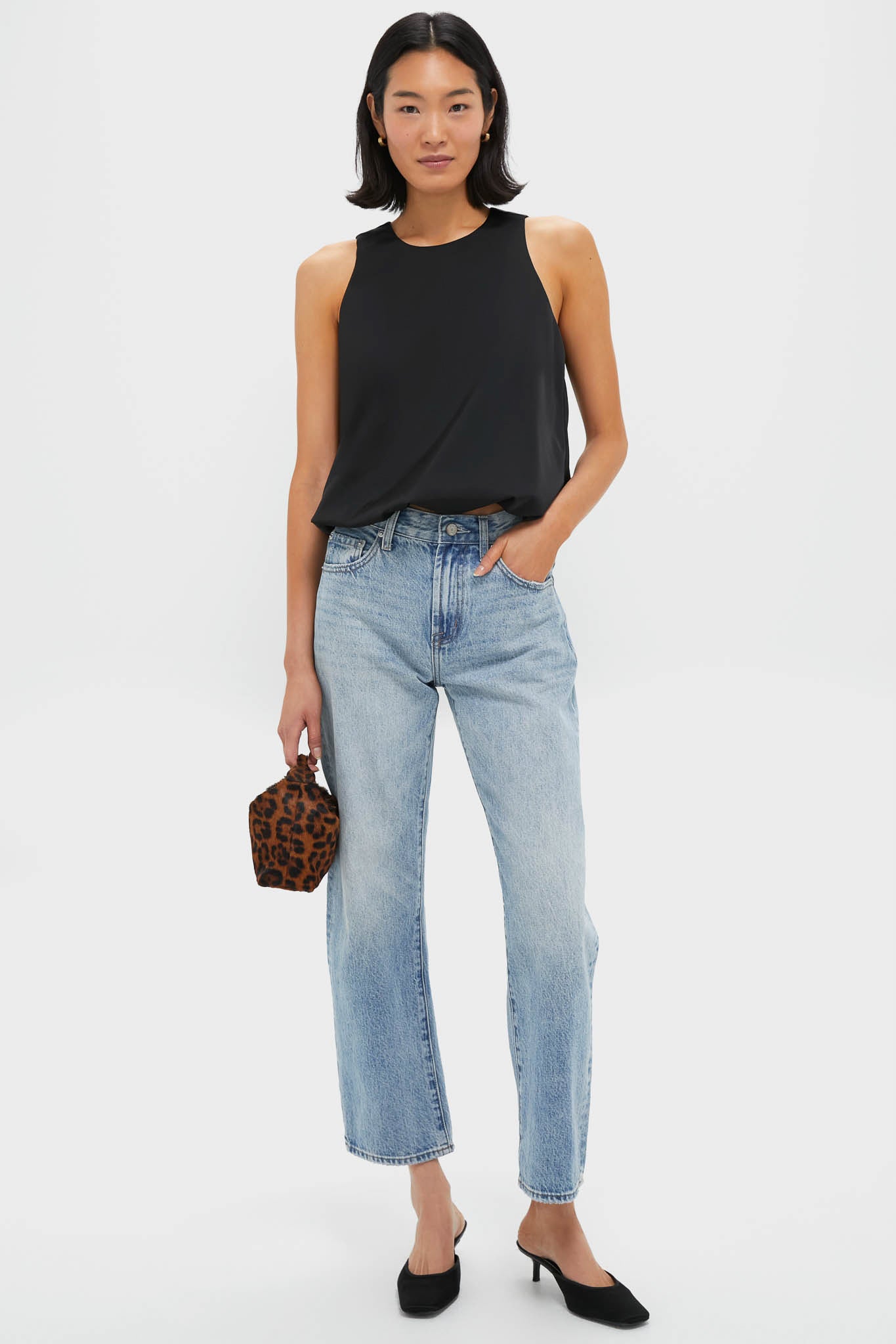 Black Satin Ramona Bubble Hem Top