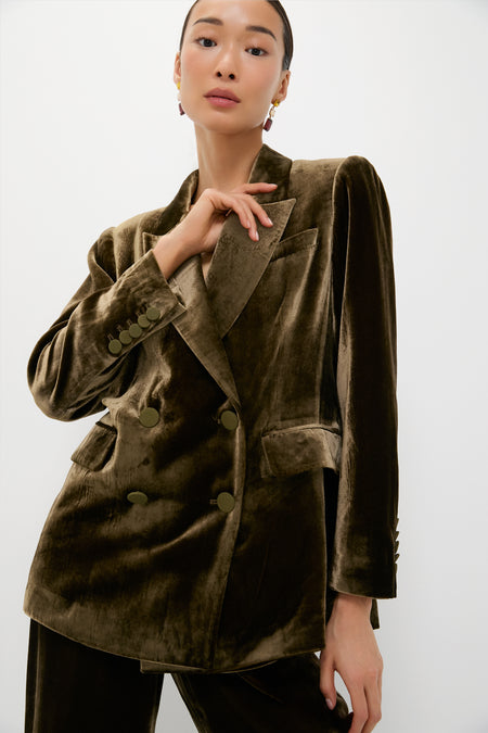 Olive Velvet Diana Blazer