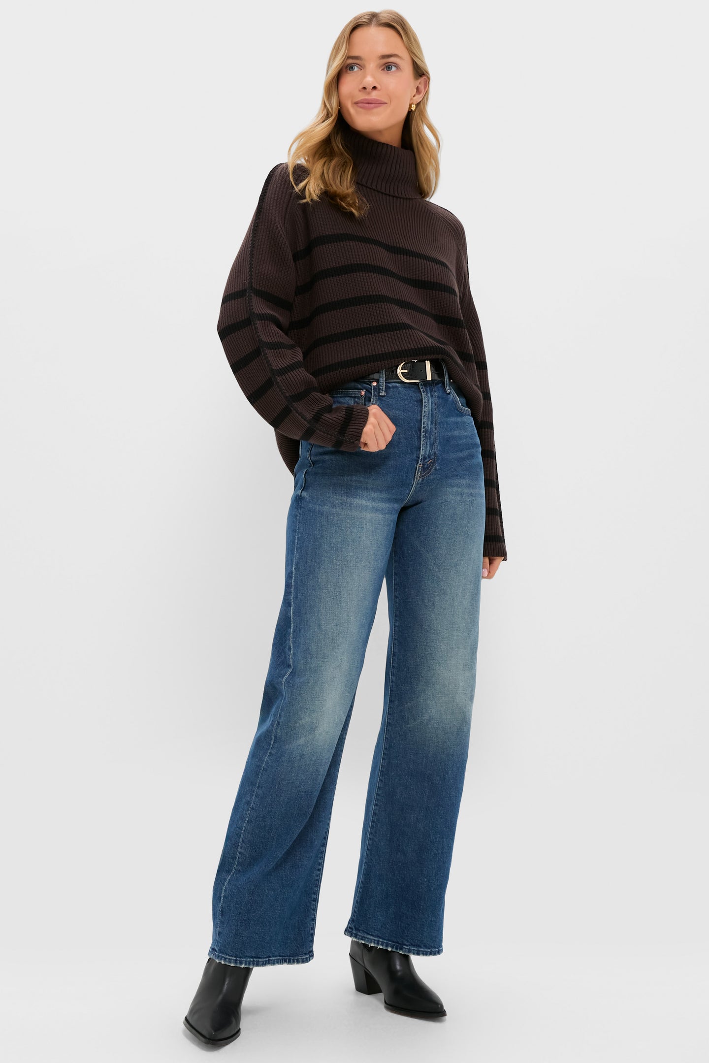 Chocolate & Black Striped Emsley Turtleneck | Hyacinth House