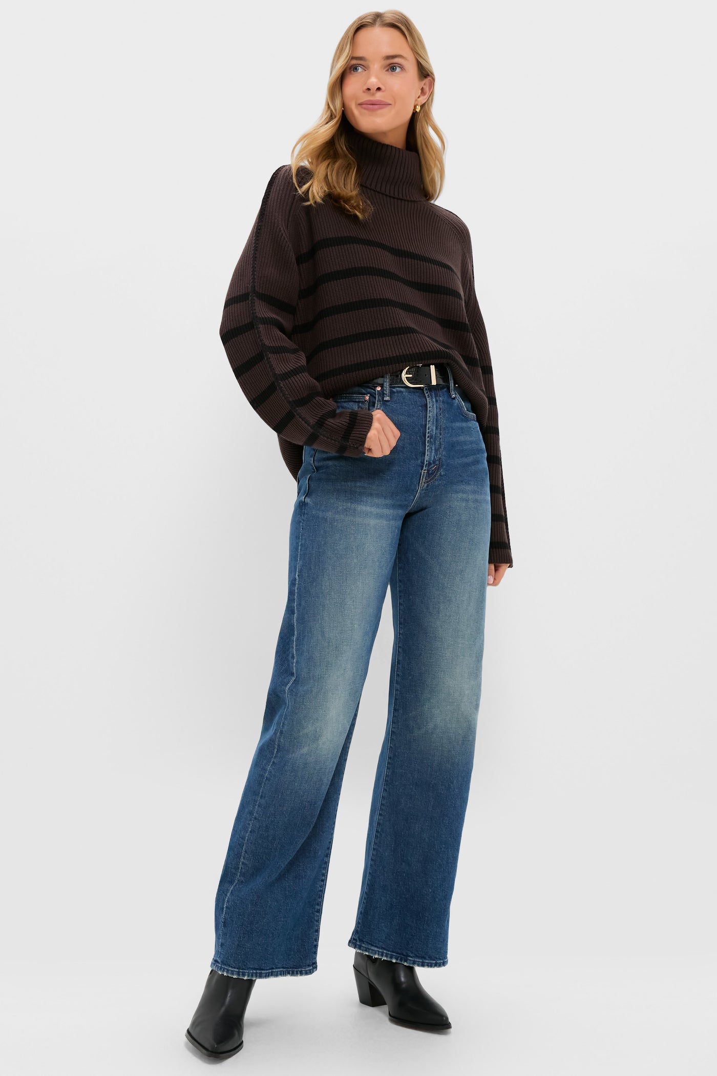 Chocolate & Black Striped Emsley Turtleneck