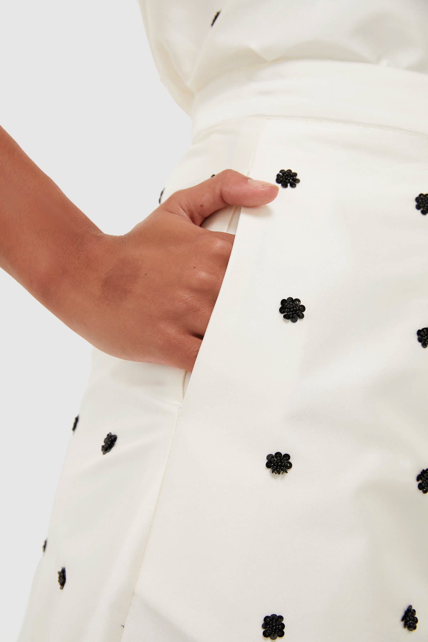 Ivory Polka Dot Daphne Midi Skirt