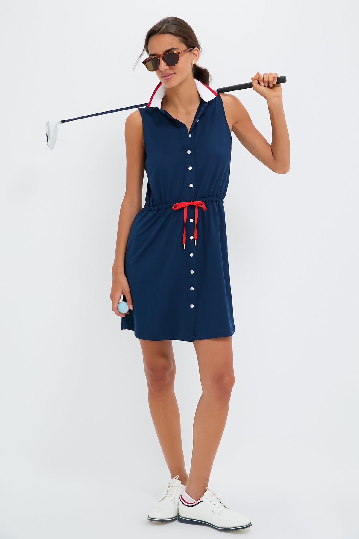 Navy Sleeveless Performance Jersey Alcott Golf Dress