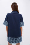 Navy Linen Eyelet Delphine Dress