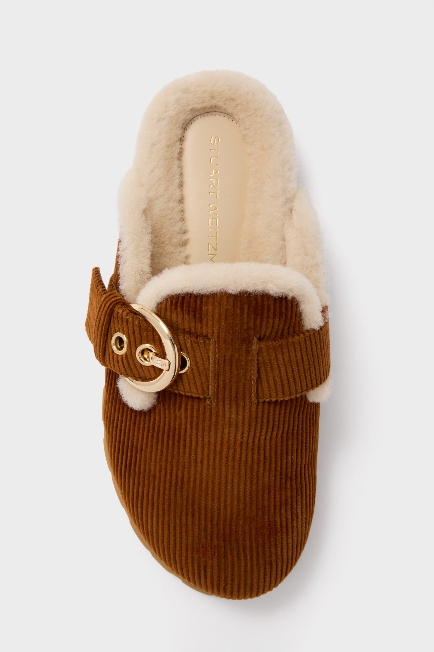 Doe and Vanilla Corduroy Velvet Chrystie Shearling Mules