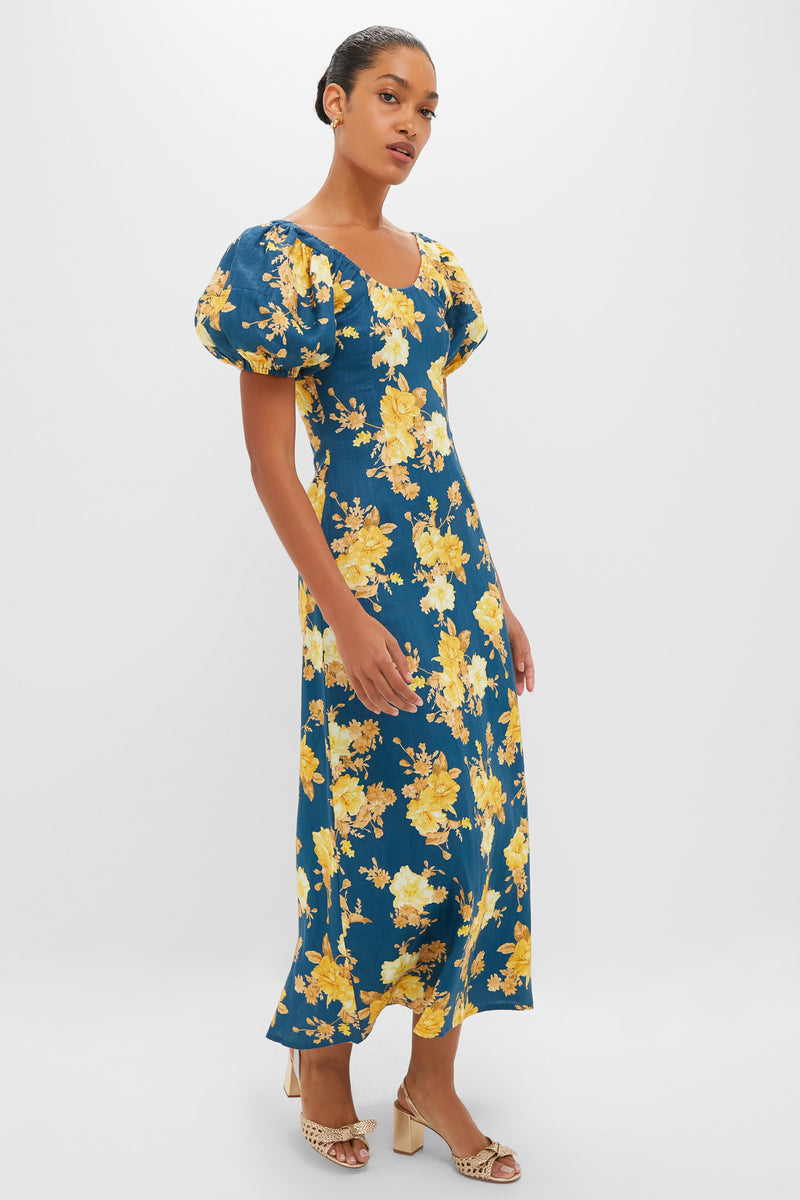 Nora Floral Navy Leiria Midi Dress