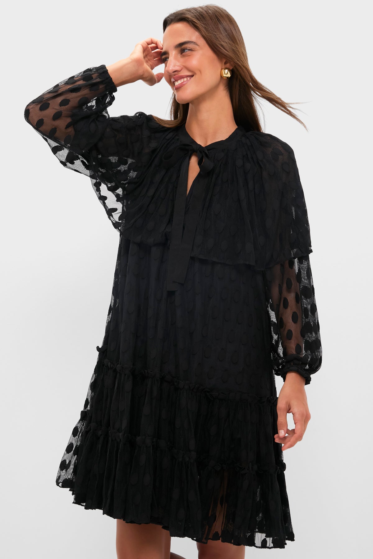Noir Audette Lace Long Sleeve Mini Dress
