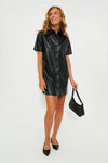 Black Leather Violetta Shirt Dress