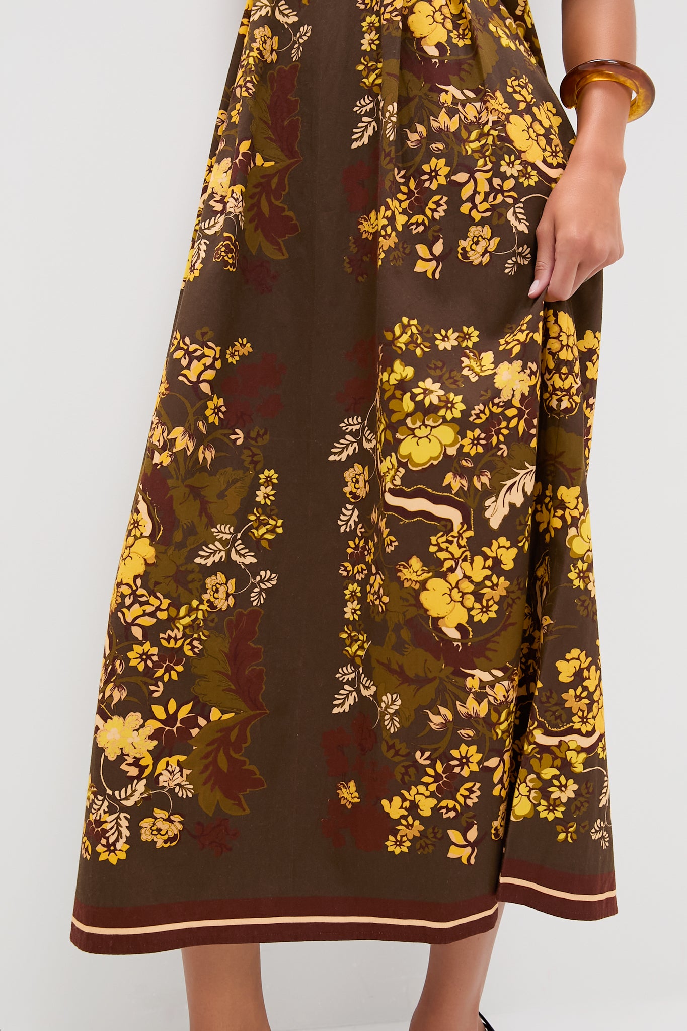 Olive and Yellow Floral Tilman Midi Dress