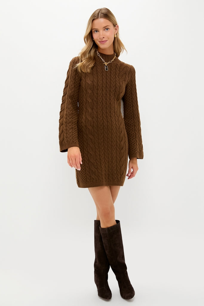 Coffee Cable Knit Lucia Mini Dress Hyacinth House Coffee / S Coffee Cable Knit Lucia Mini Dress | Hyacinth House