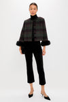 Forest Plaid Wool Fur Cuff Maxine Jacket