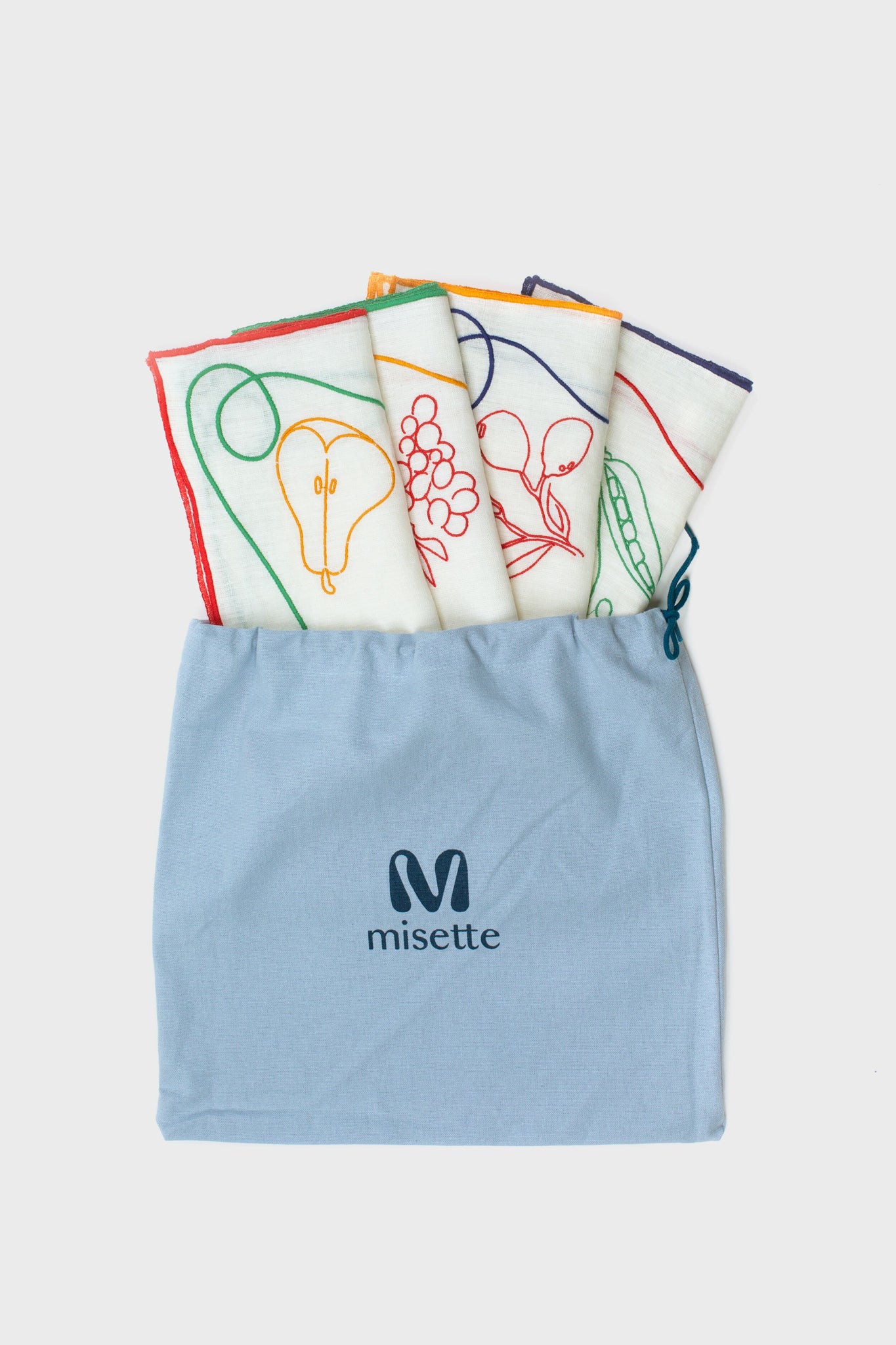 Fruits & Veggies Embroidered Linen Napkins (Set of 4)