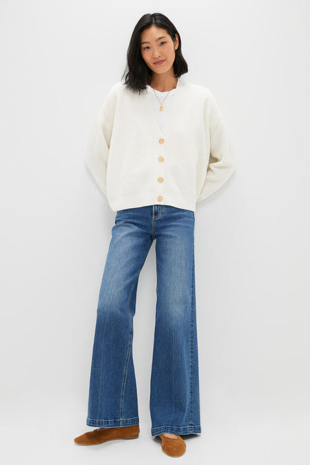 Ivory Cropped Cashmere Cocoon Cardigan