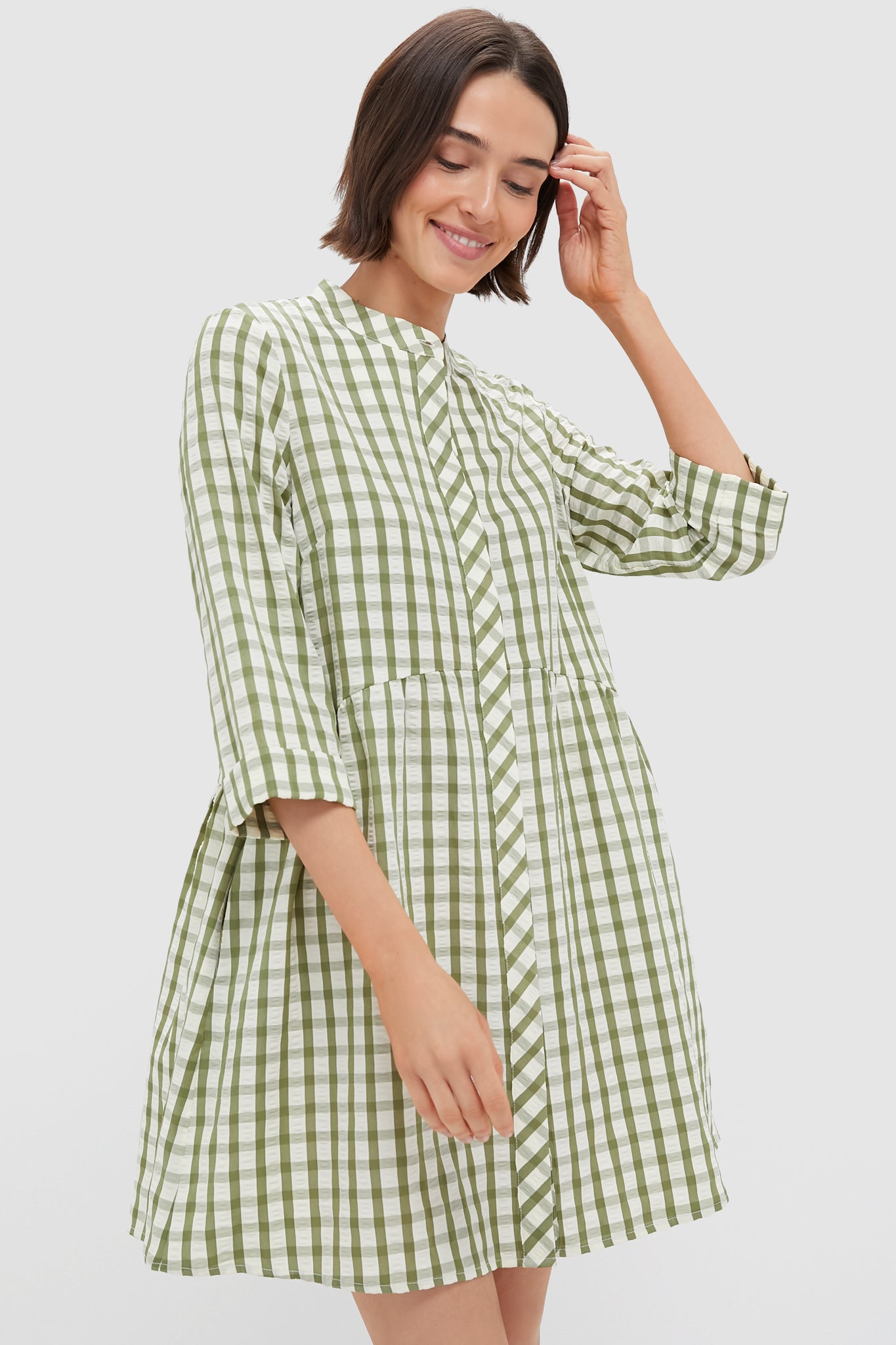 slim fit dress slacks Green Gingham Cindy Mini Dress main image 0