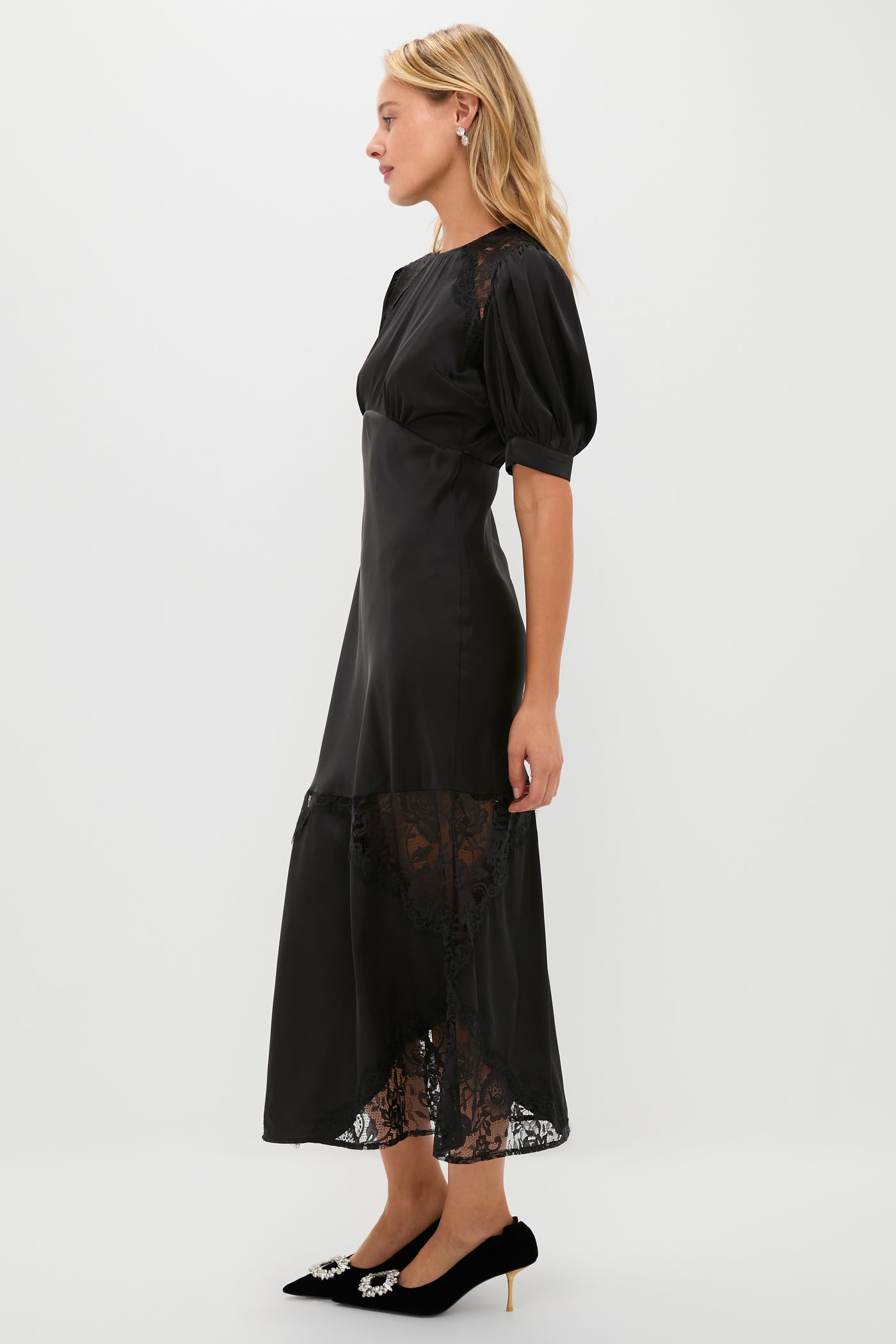 Hyacinth House Black Lace Pierpont Midi Dress Black Lace / XXS Hyacinth House Black Lace Pierpont Midi Dress Black Lace / XXS