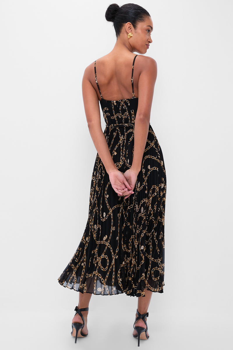 Black Charms Sunray Pleated Picnic Dress