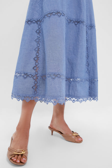 Chambray Anela Sleeveless Midi Dress