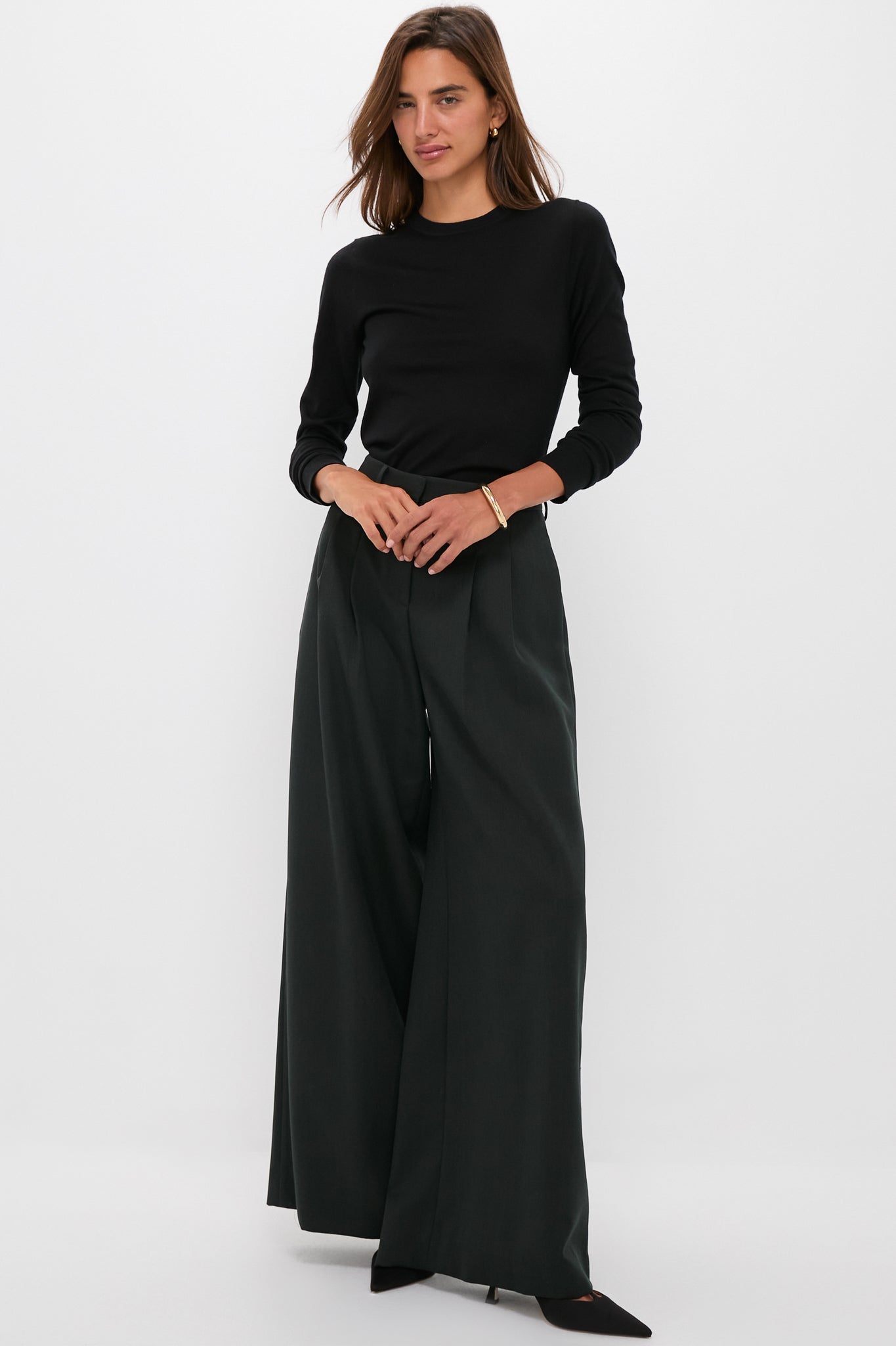 Black Cashmere Silk Long Sleeve Katie Tee