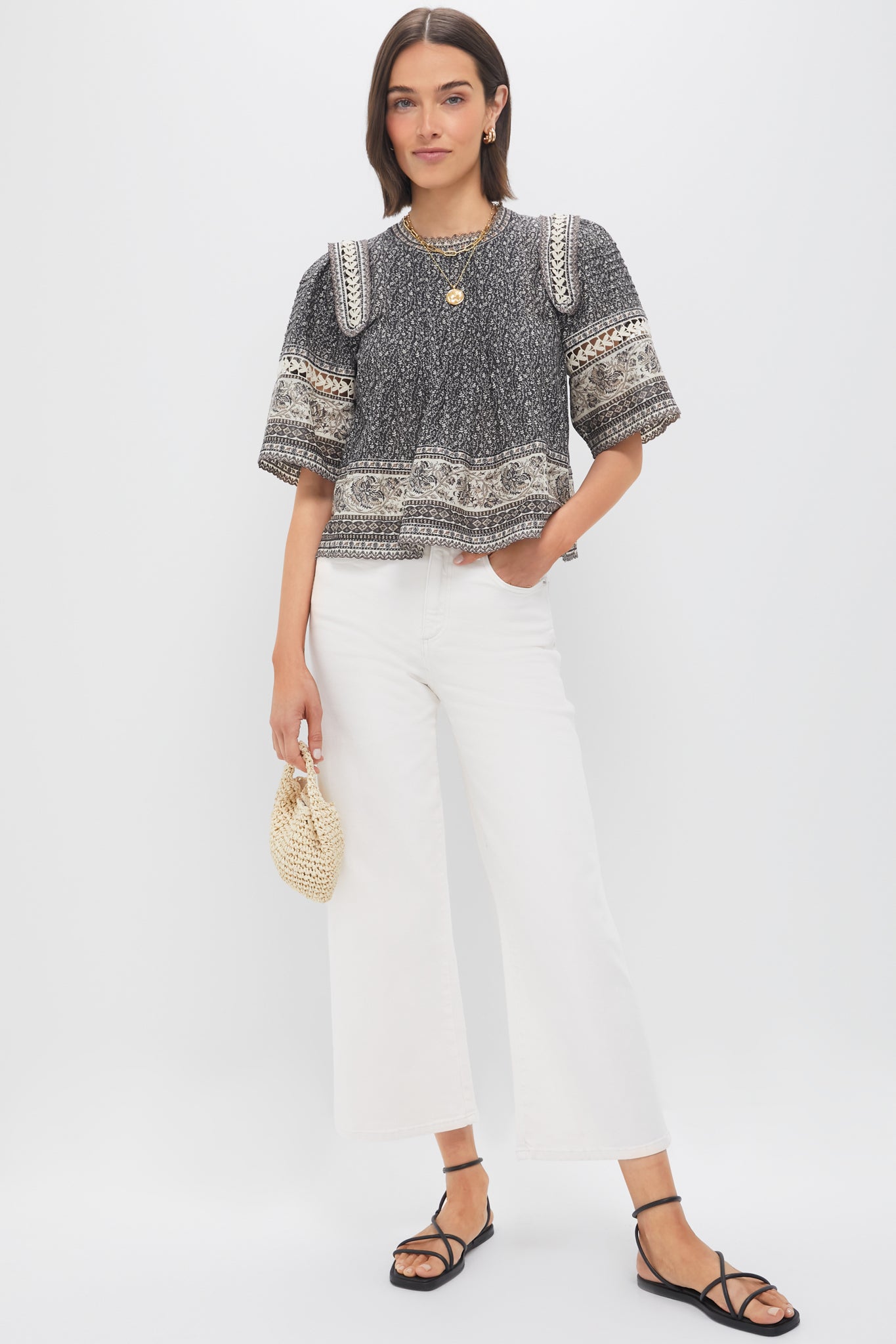 Multi Palma Print Short Sleeve Top