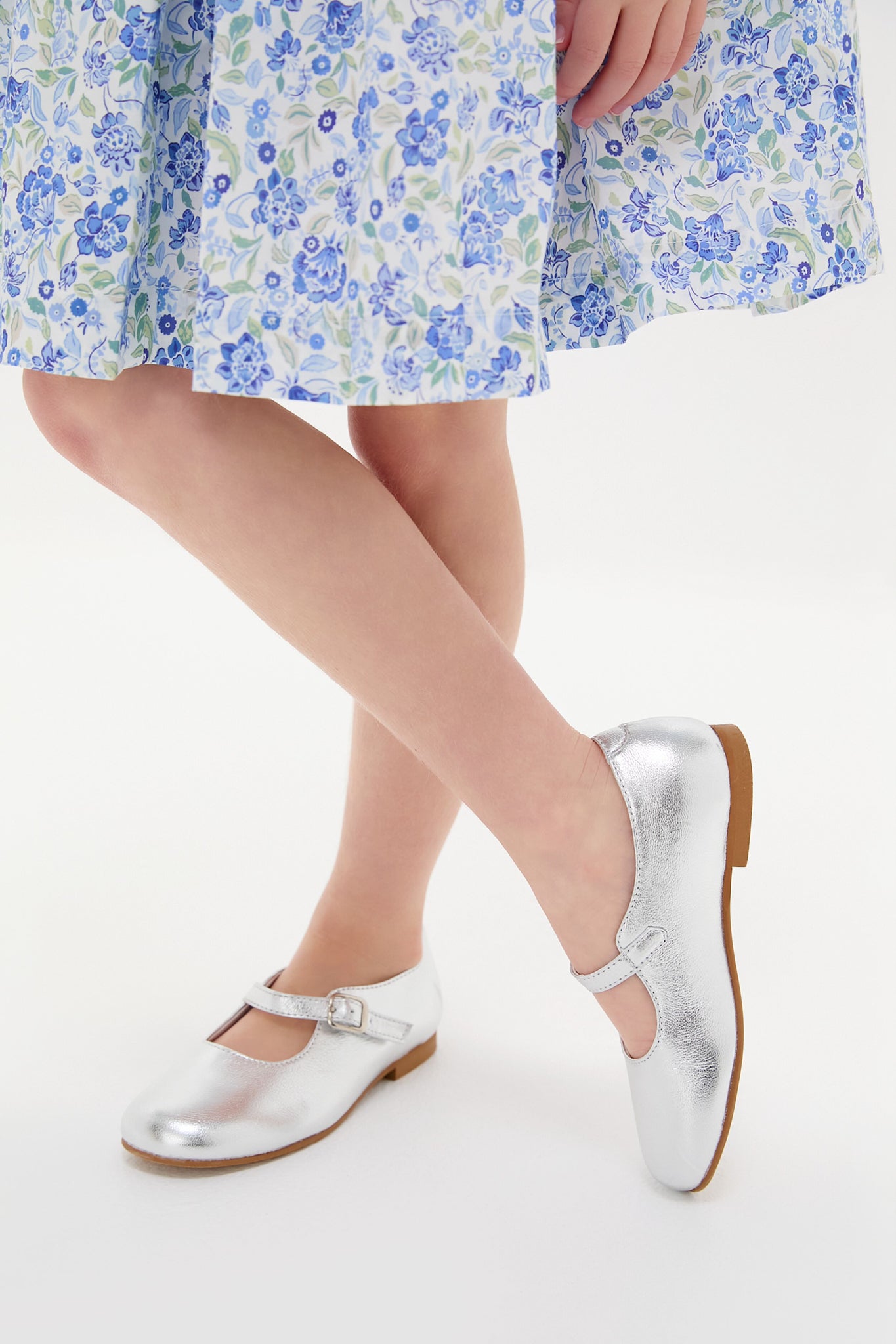 Silver Leather Girl Mary Jane Shoes