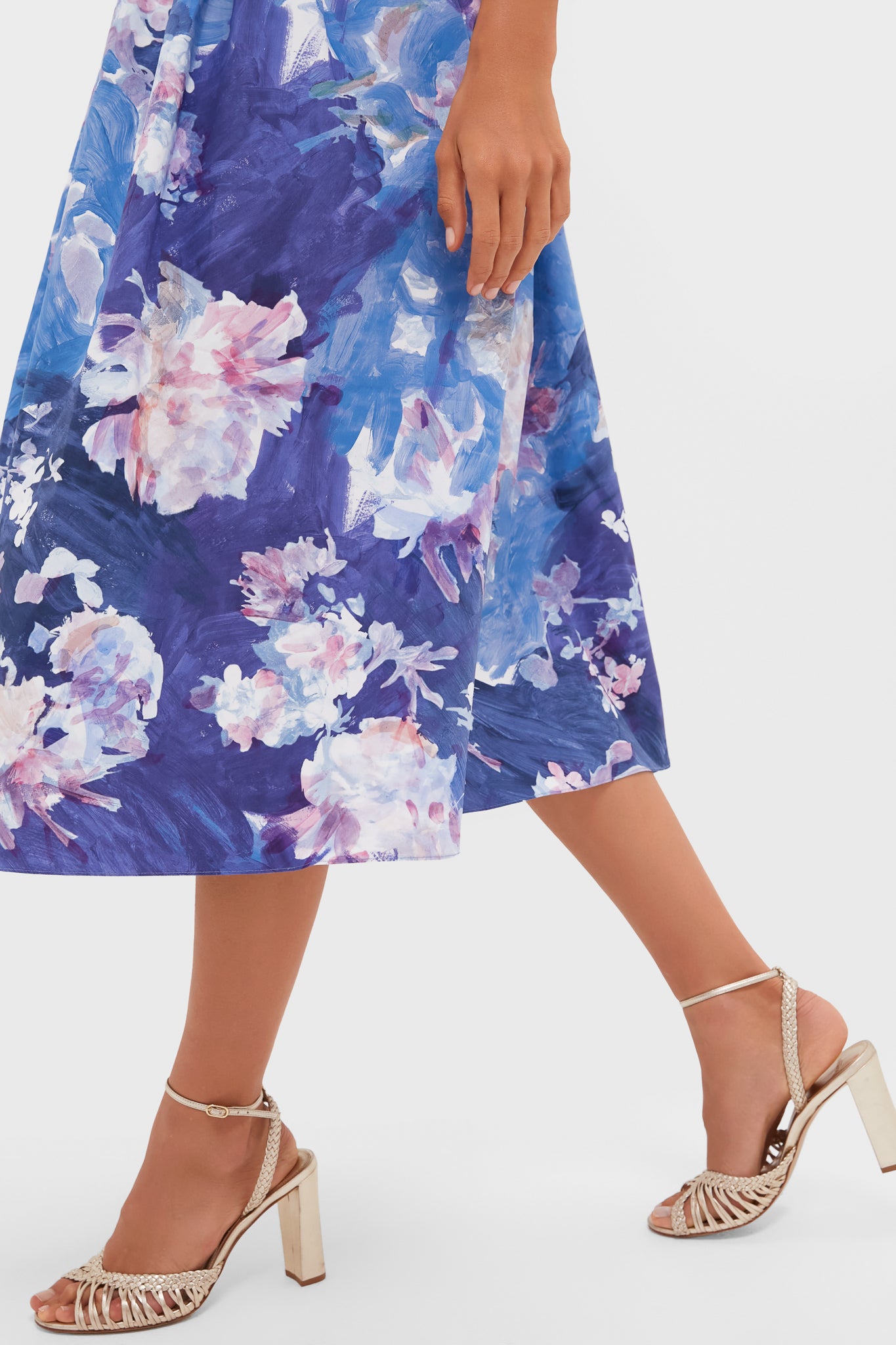 Artist Garden Pale Cobalt Sleeveless Flared Midi Dress | ERDEM Artist Garden Pale Cobalt Sleeveless Flared Midi Dress | ERDEM