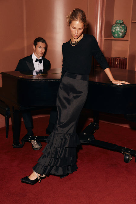 Black Taffeta Carolyn Skirt