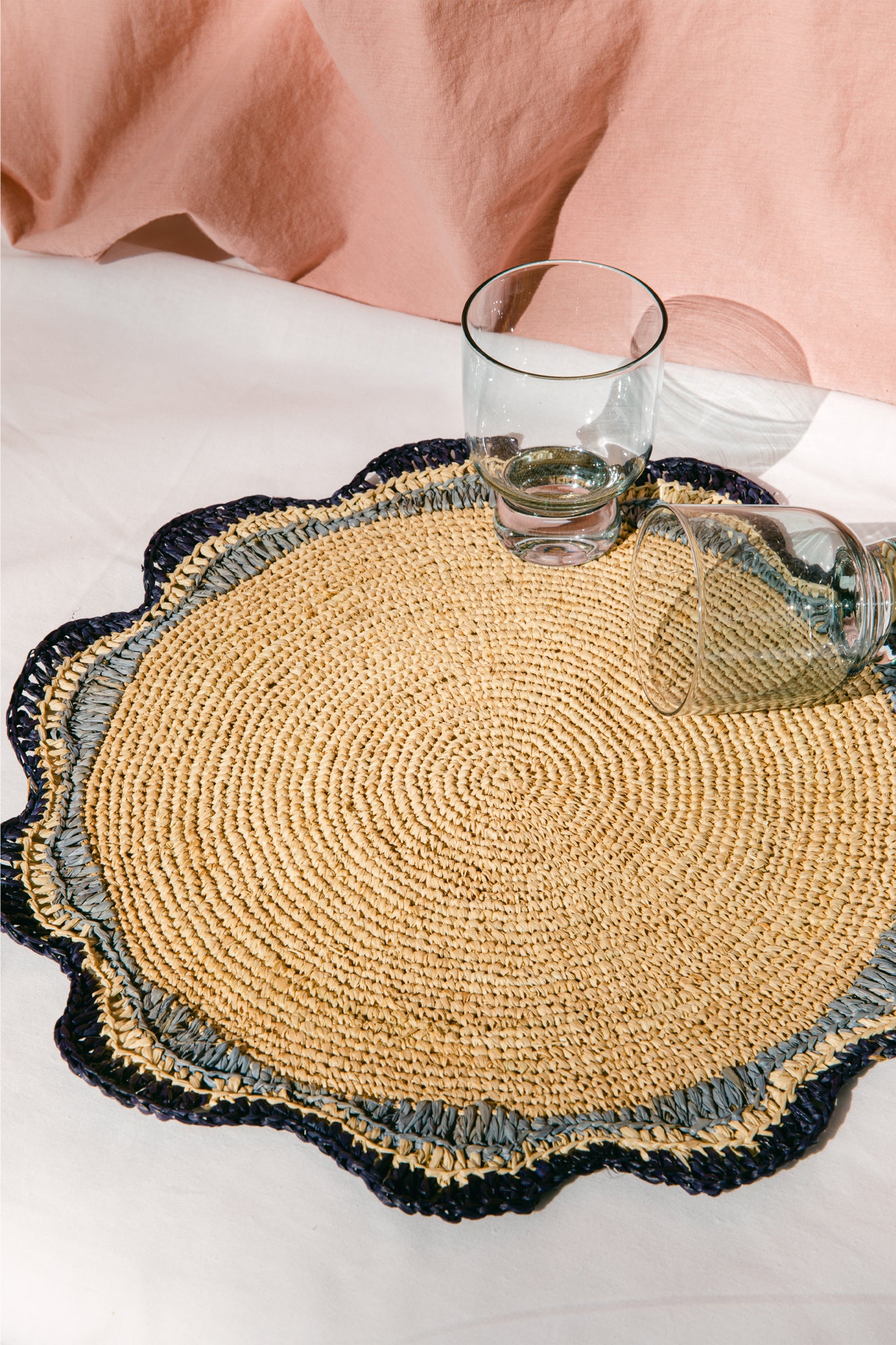 Navy Garden Party Round Placemat (Set of 4)