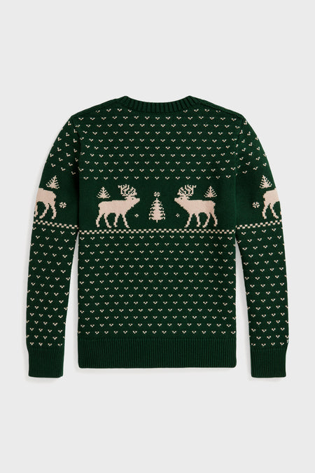 Boys Long-Sleeve Reindeer Sweater Coverall