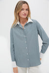 Green Stripe Nadine Boyfriend Button Down
