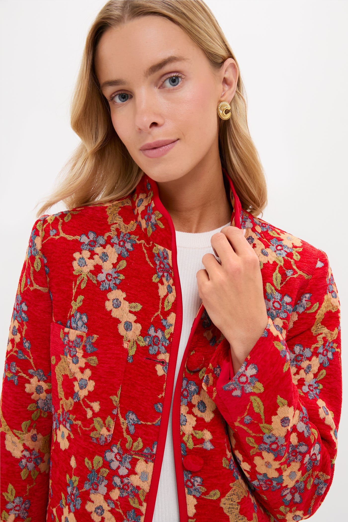 Sakura Blossom Chenille Jacquard Dalton Jacket