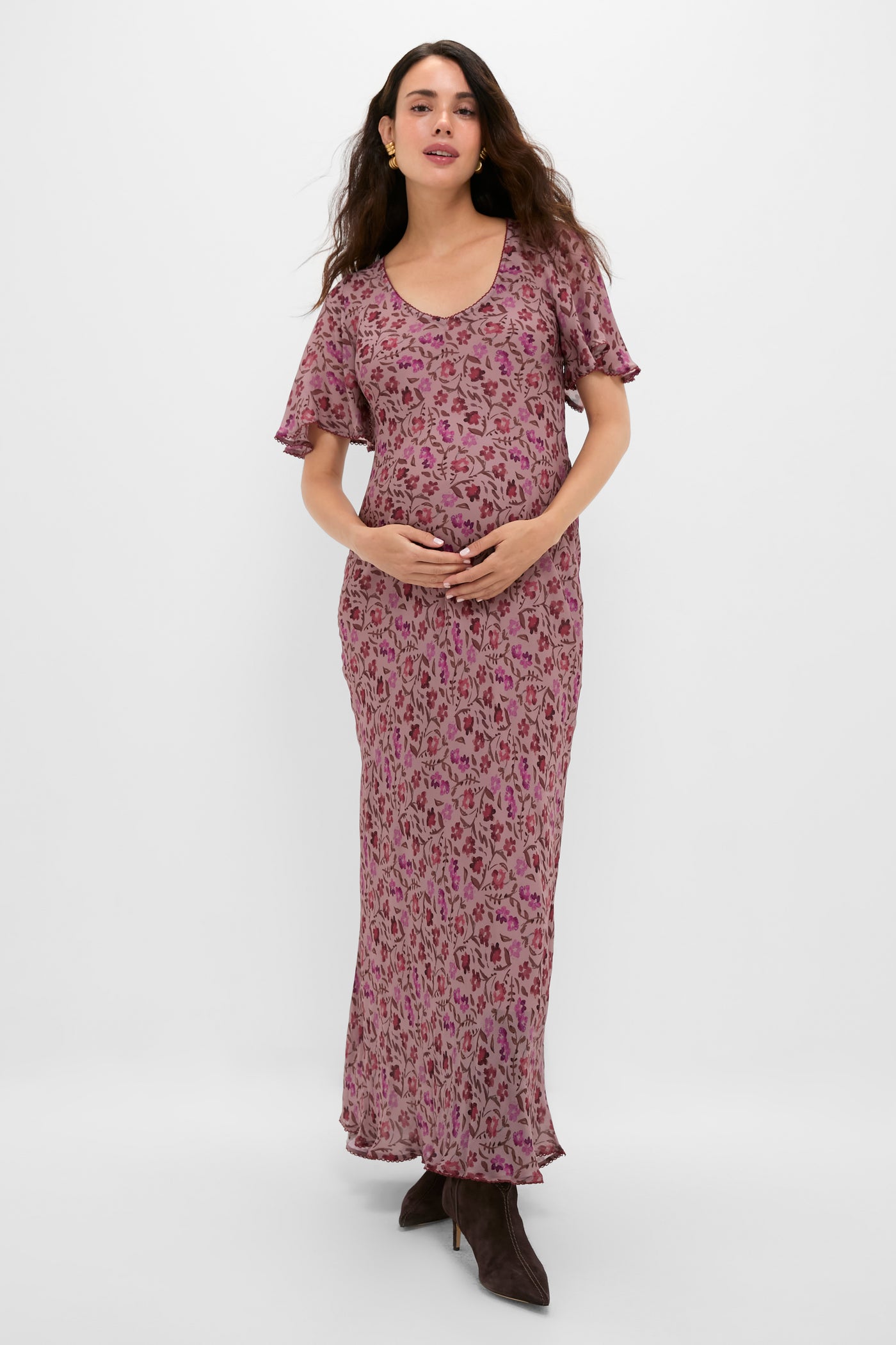 mauve floral maxi dress Twilight Mauve Floral Mirabelle Dress
