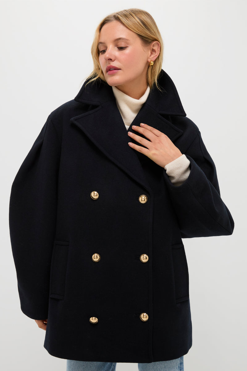 Sky Captain Peacoat Wool Midi Coat