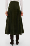 Olive Cord Woven Knee A-Line Skirt