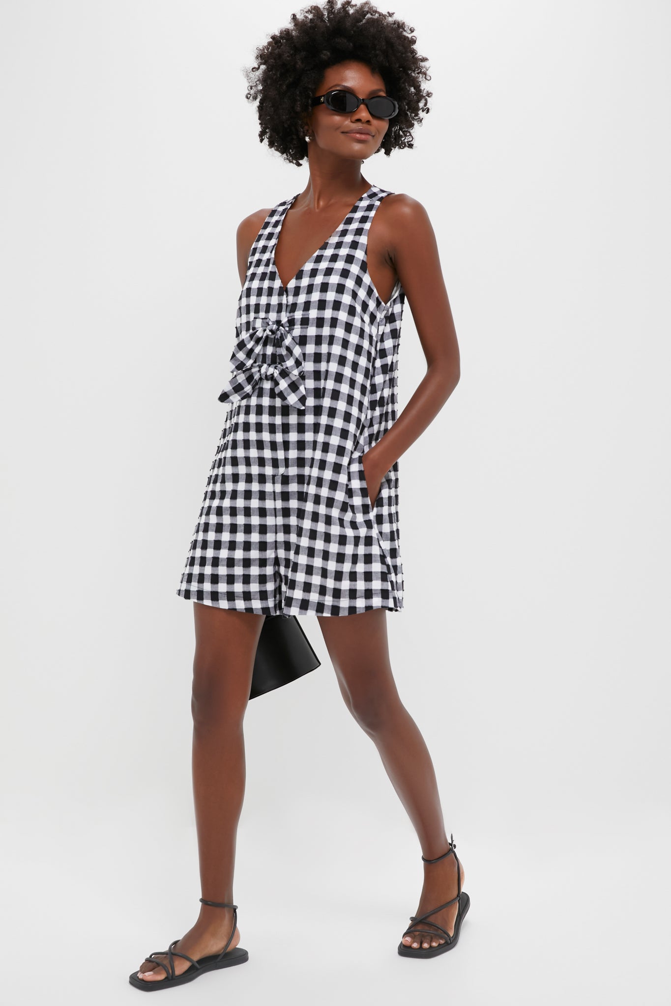 Black Gingham Myla Romper | Tuckernuck