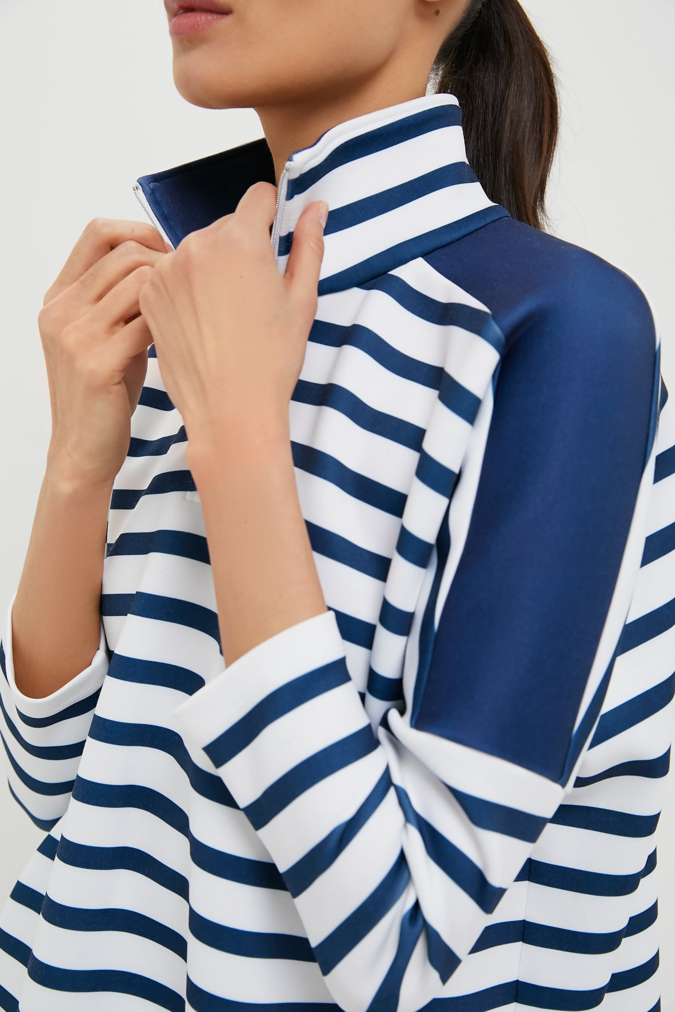 Blue and White Stripe Hudson Quarter Zip