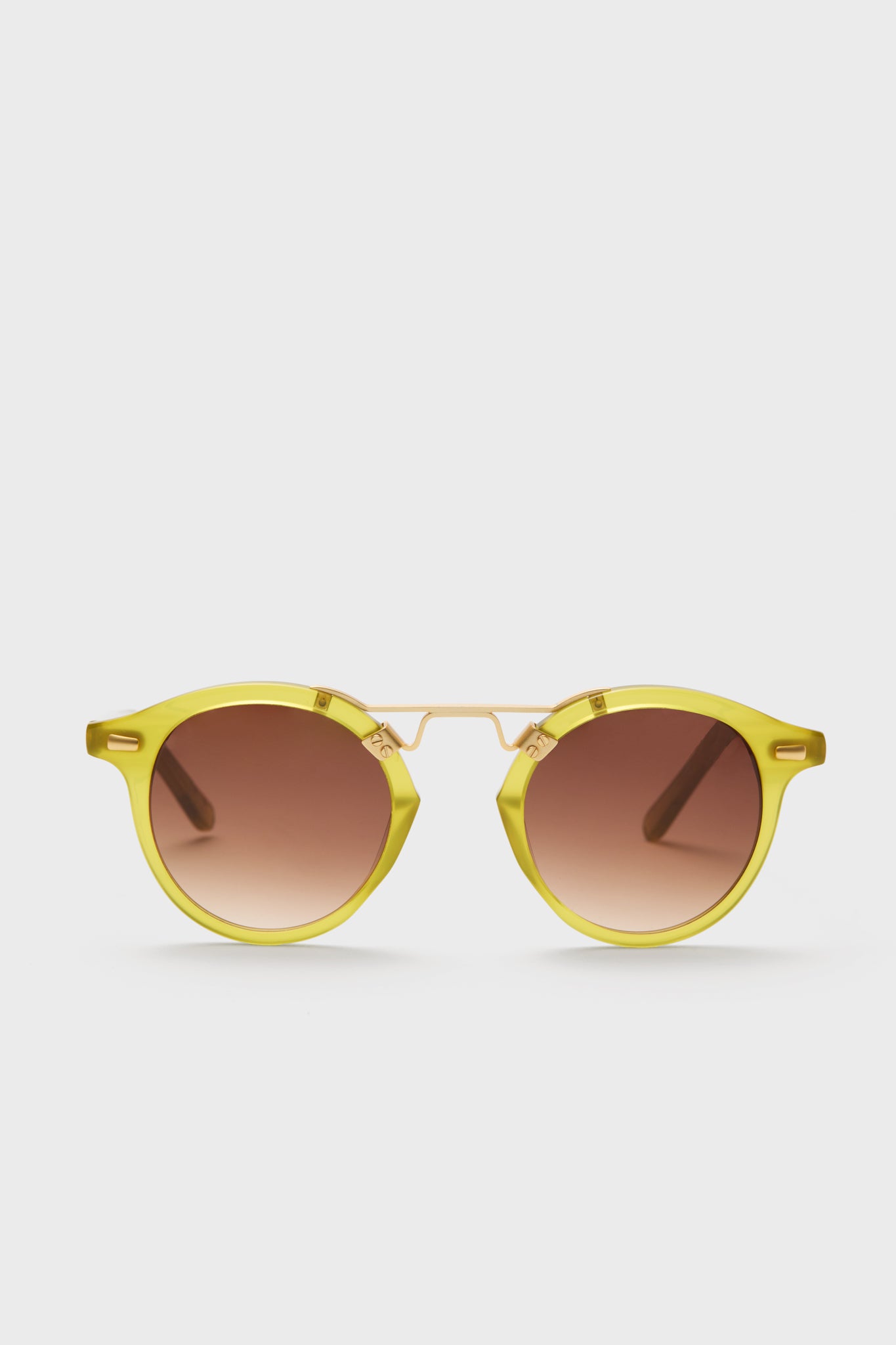 KREWE - Like New - St. Louis Green Tortoiseshell Round Sunglasses w Gold Bridge Krewe St Louis 46 23 Round Sunglasses Tortoise Gold Bridge  main image 2