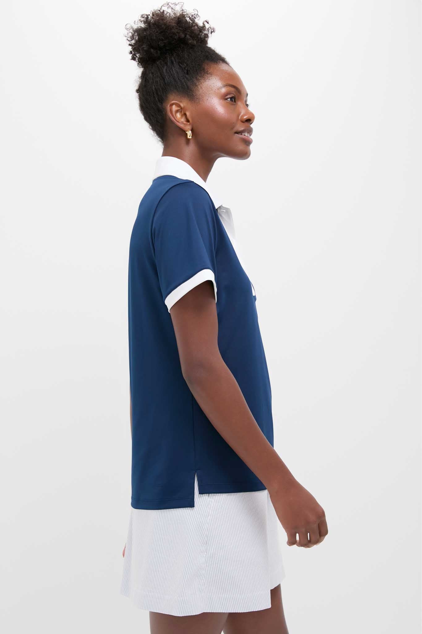 Navy and White Performance Jersey Zoe Polo